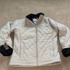Columbia quilted fur trim coat